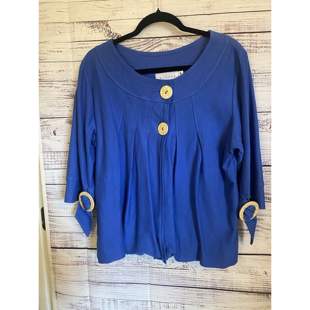Willow 2 button open sweater jacket top size medium flowy 3/4 sleeves USA Cotton